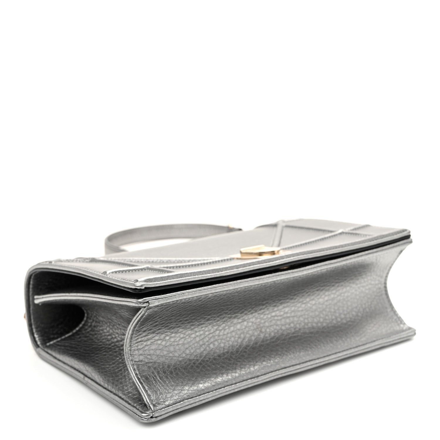 Christian Dior Metallic Grained Calfskin Medium Diorama Flap Bag Steel 4 of 12