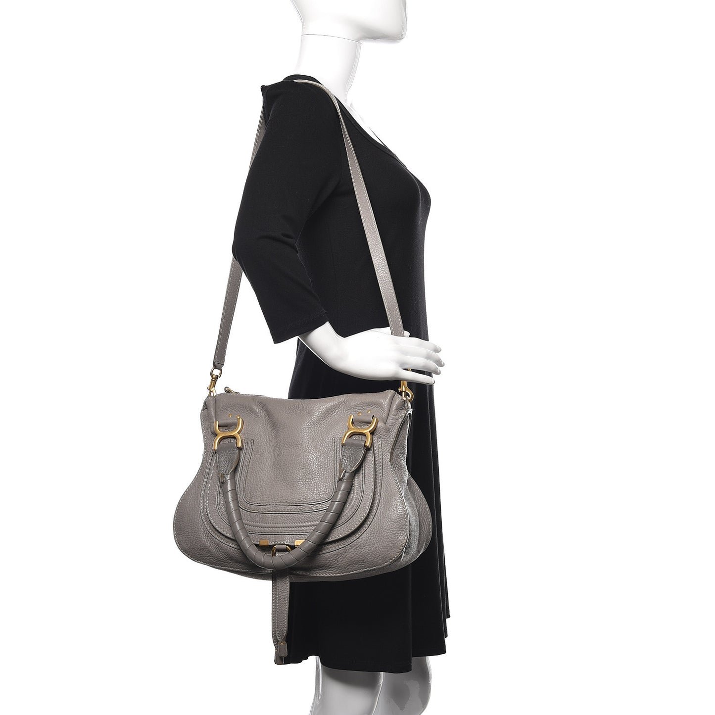 Calfskin Medium Marcie Satchel Cashmere Grey