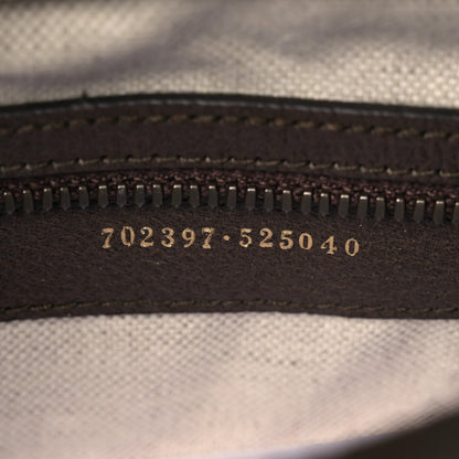 Gucci X ADIDAS Crystal Vintage Monogram Textured Dollar Calfskin Web Trefoil Logo Mini Bowling Bag Mid Natural Nut Off White New Acero 7 of 11