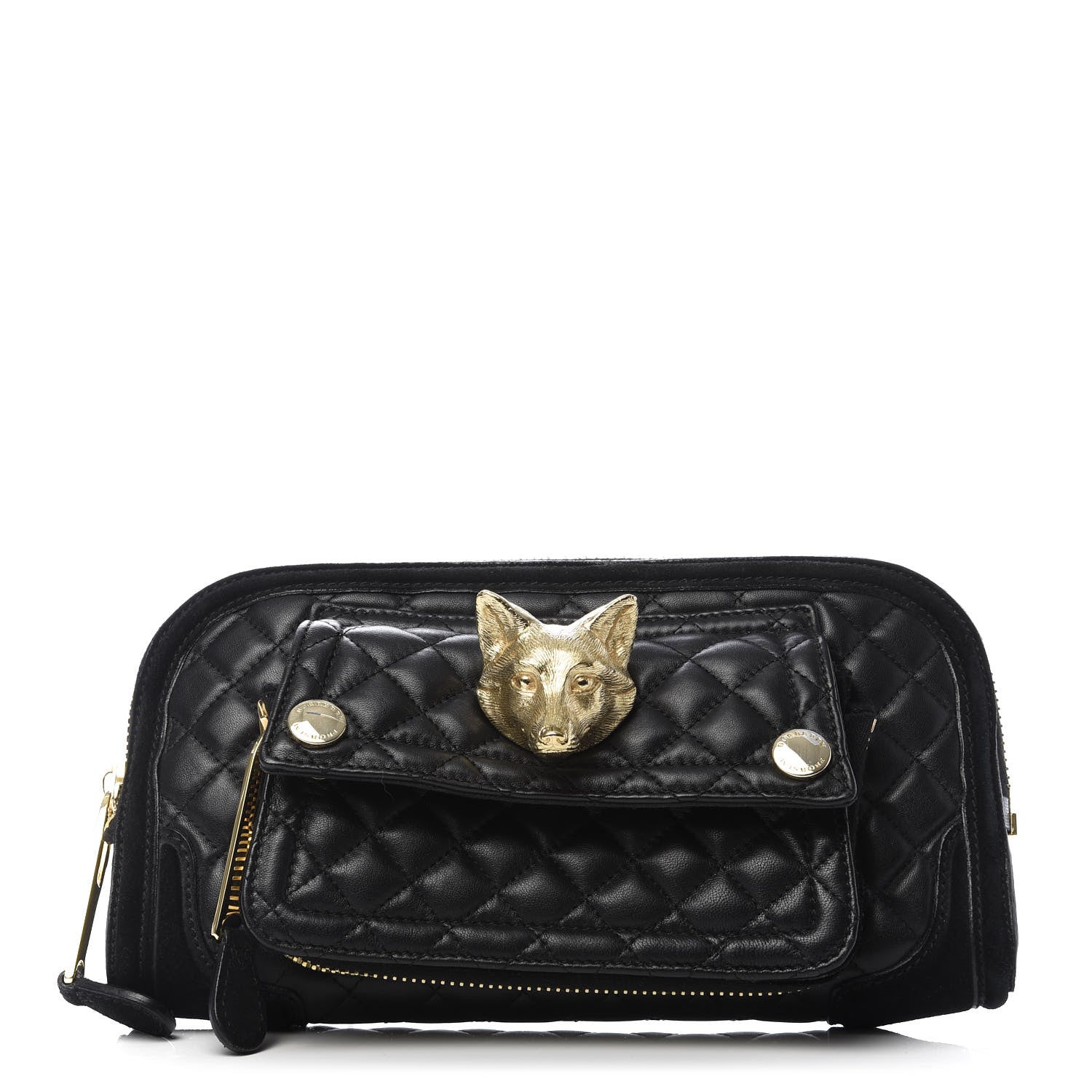 Burberry Nappa Suede Quilted Animal Clutch Black 1 of 8