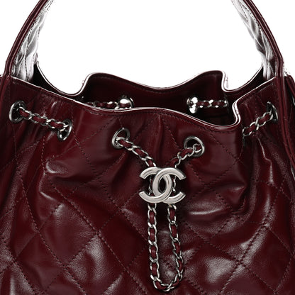 Chanel Shiny Calfskin Quilted Small Chanel 25 Handbag Burgundy 8 of 11