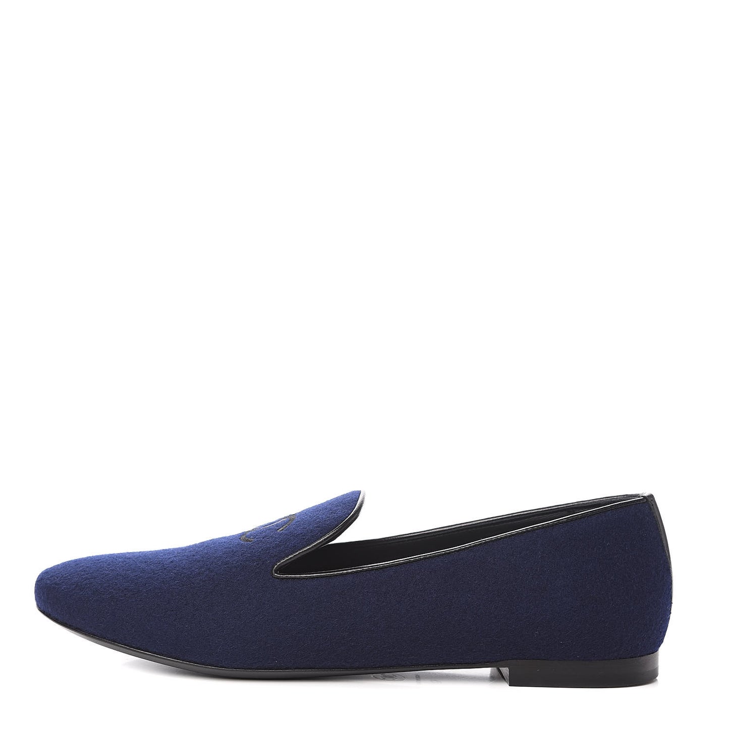 Fabric Lambskin Womens CC Mocassin Loafers 42 Navy Black