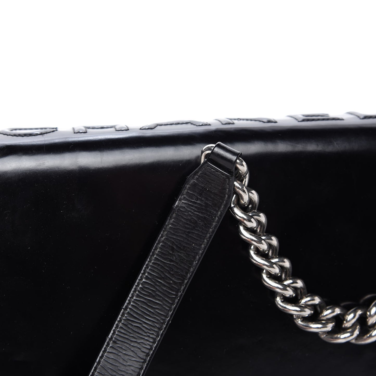 Glazed Calfskin Large Boy Flap Black