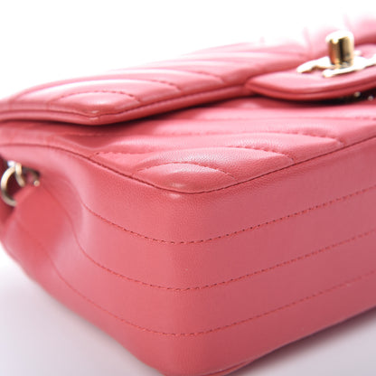 Chanel Lambskin Chevron Quilted Mini Rectangular Flap Pink 8 of 15