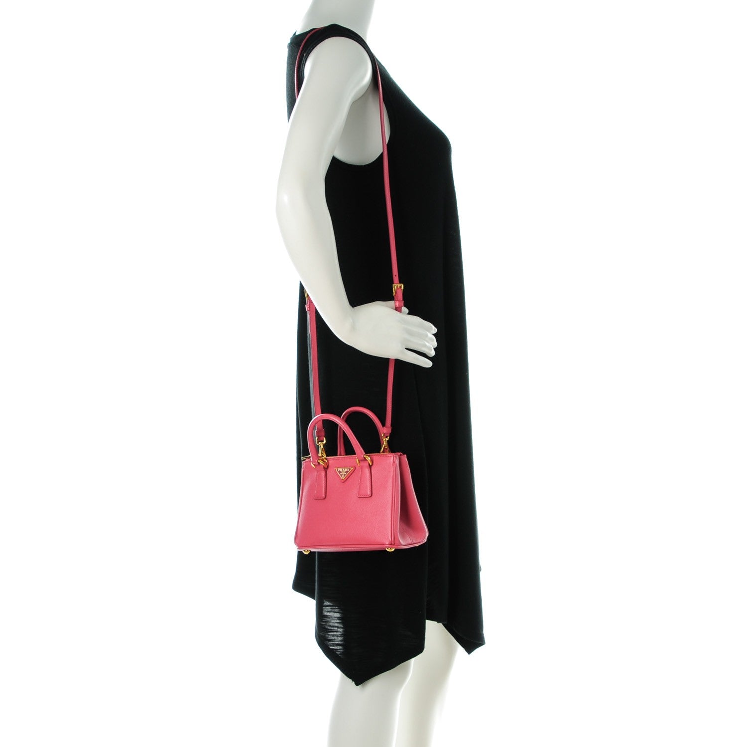 Prada Saffiano Lux Micro Galleria Double Zip Tote Peonia 2 of 8