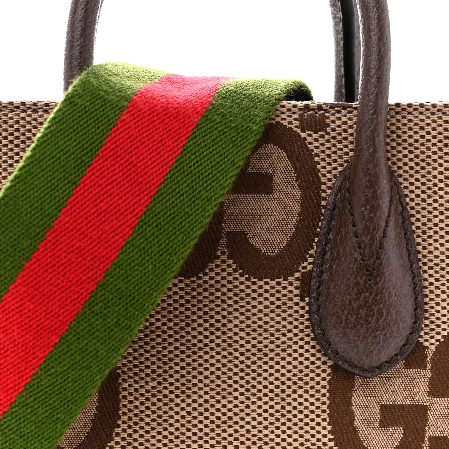 Gucci Monogram Jumbo GG Textured Dollar Calfskin Web Mini Vertical