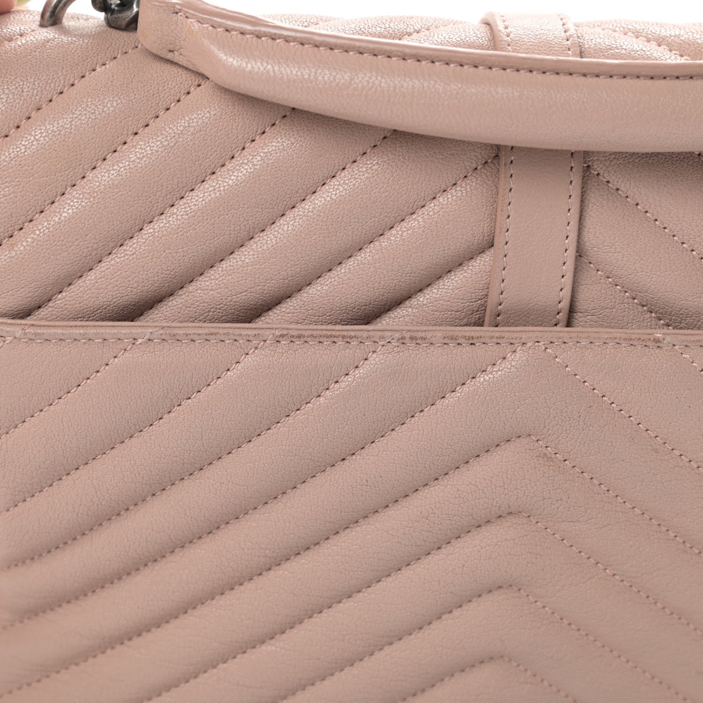 Sheepskin Matelasse Chevron Monogram Medium College Bag Rose Poudre