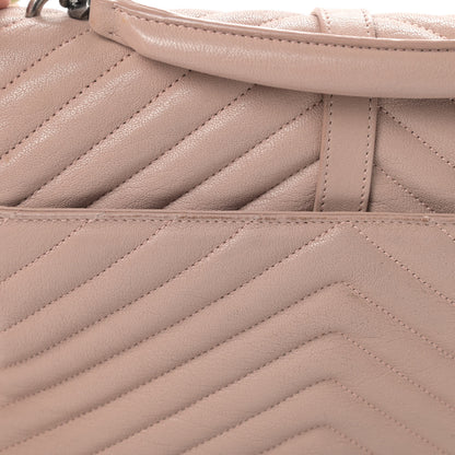 Saint Laurent Sheepskin Matelasse Chevron Monogram Medium College Bag Rose Poudre 13 of 14