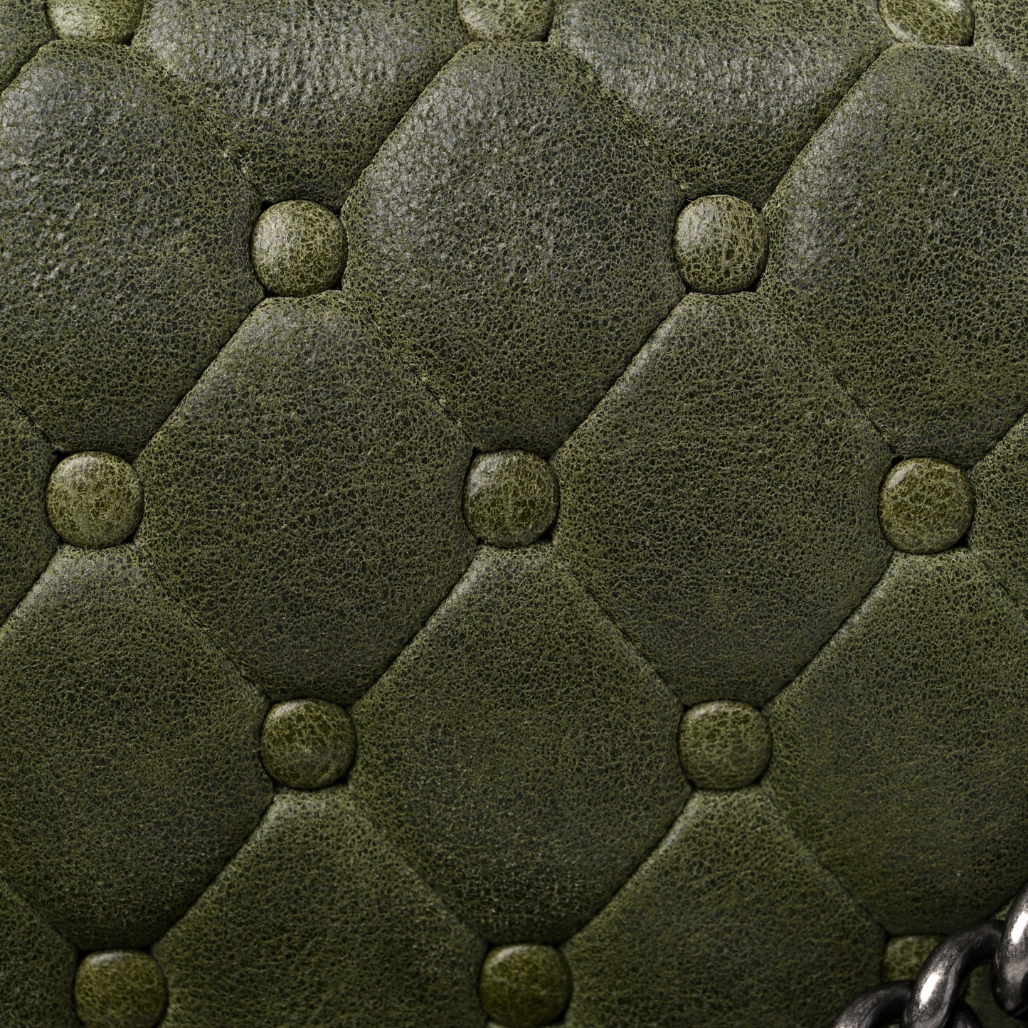 Goatskin Chesterfield Quilted Medium Celtic Boy Flap Green