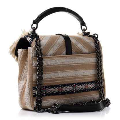 Saint Laurent Berber Chevron Tassel Monogram Medium College Bag Black White 3 of 13