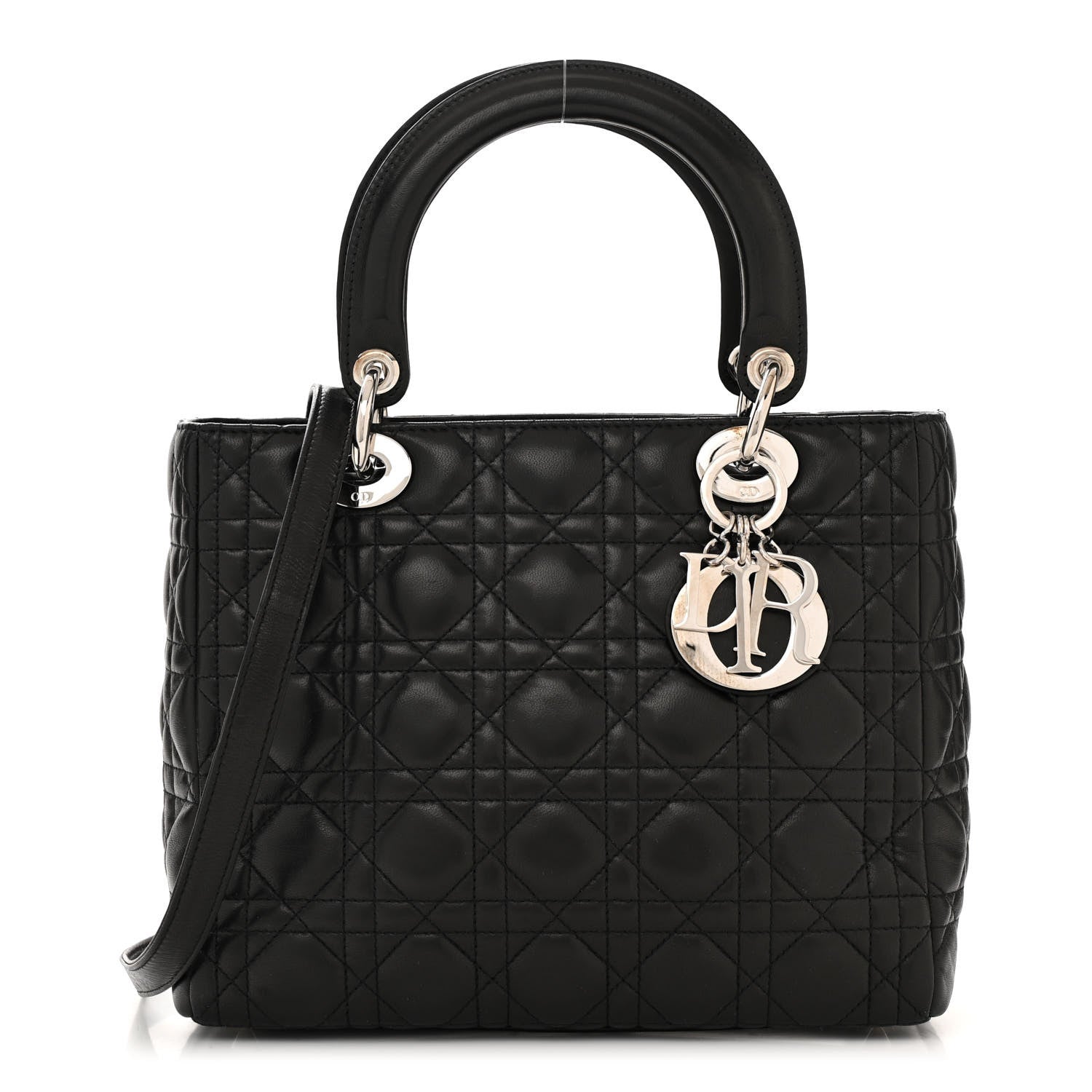 Christian Dior Lambskin Cannage Medium Lady Dior Black 1 of 9
