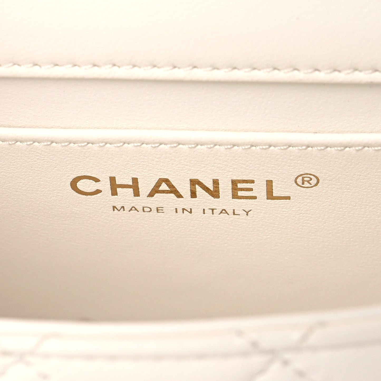 Shiny Lambskin Quilted Pearl Twist Mini Square Flap White