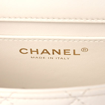 Chanel Shiny Lambskin Quilted Pearl Twist Mini Square Flap White 6 of 9