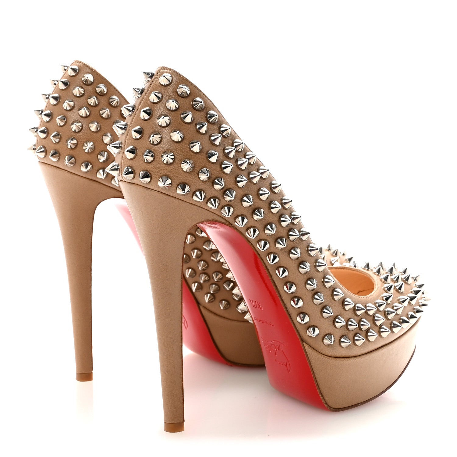 Christian Louboutin Nappa Bianca Spikes 140 Pumps 37.5 Corde Silver 5 of 8