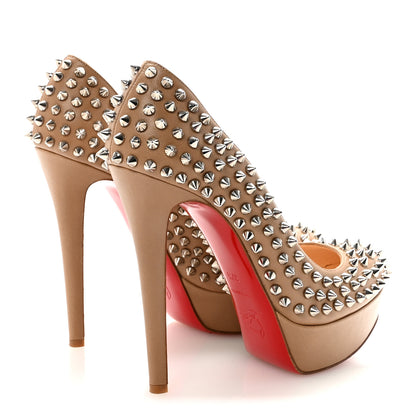 Christian Louboutin Nappa Bianca Spikes 140 Pumps 37.5 Corde Silver 5 of 8