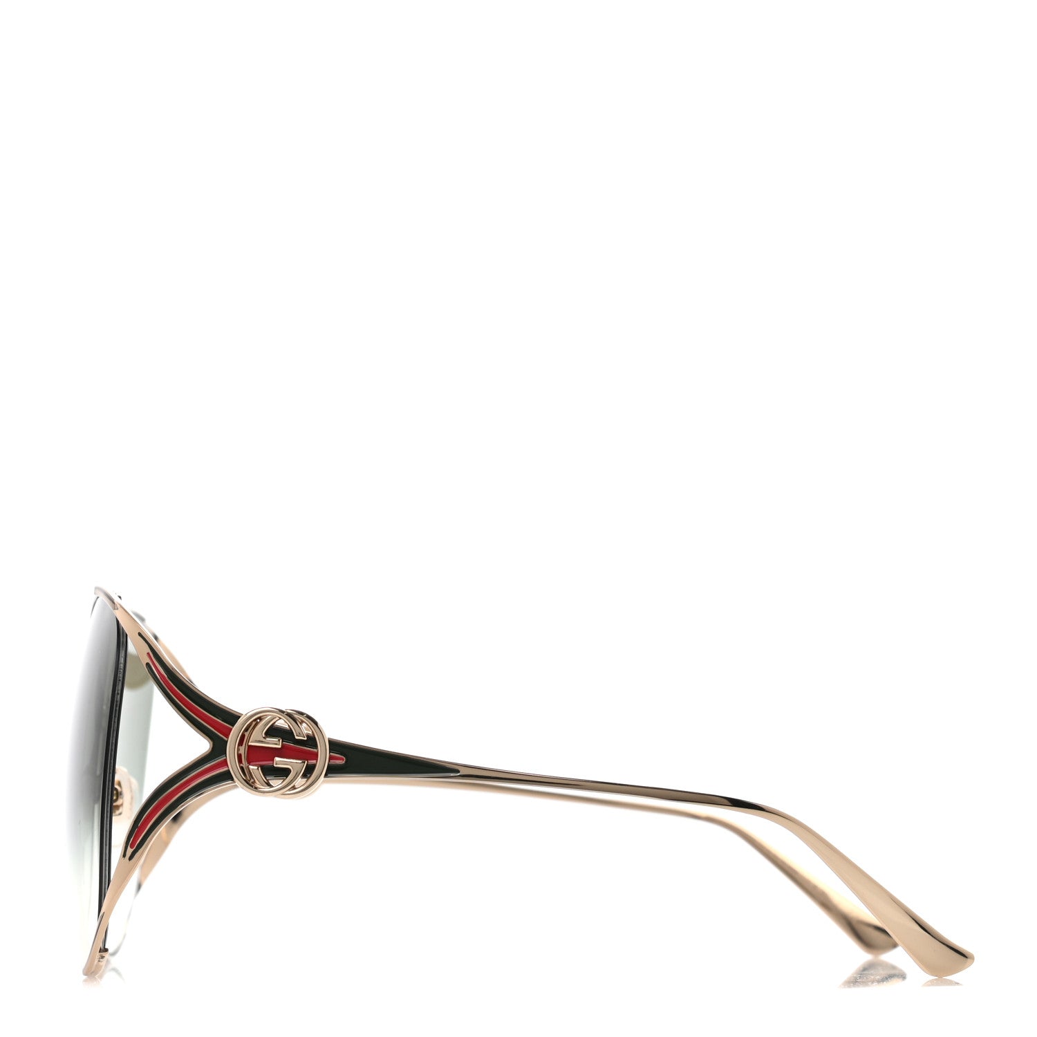 Gucci Metal Oversized Round Frame GG0225S Sunglasses Gold 3 of 7