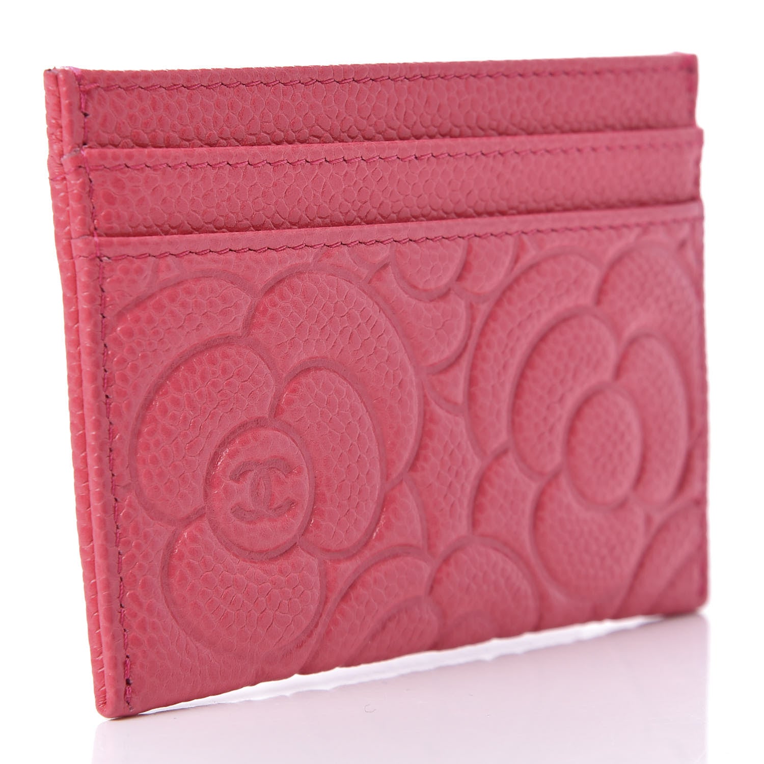 Chanel Caviar Camellia Embossed Card Holder Pink 3 of 11