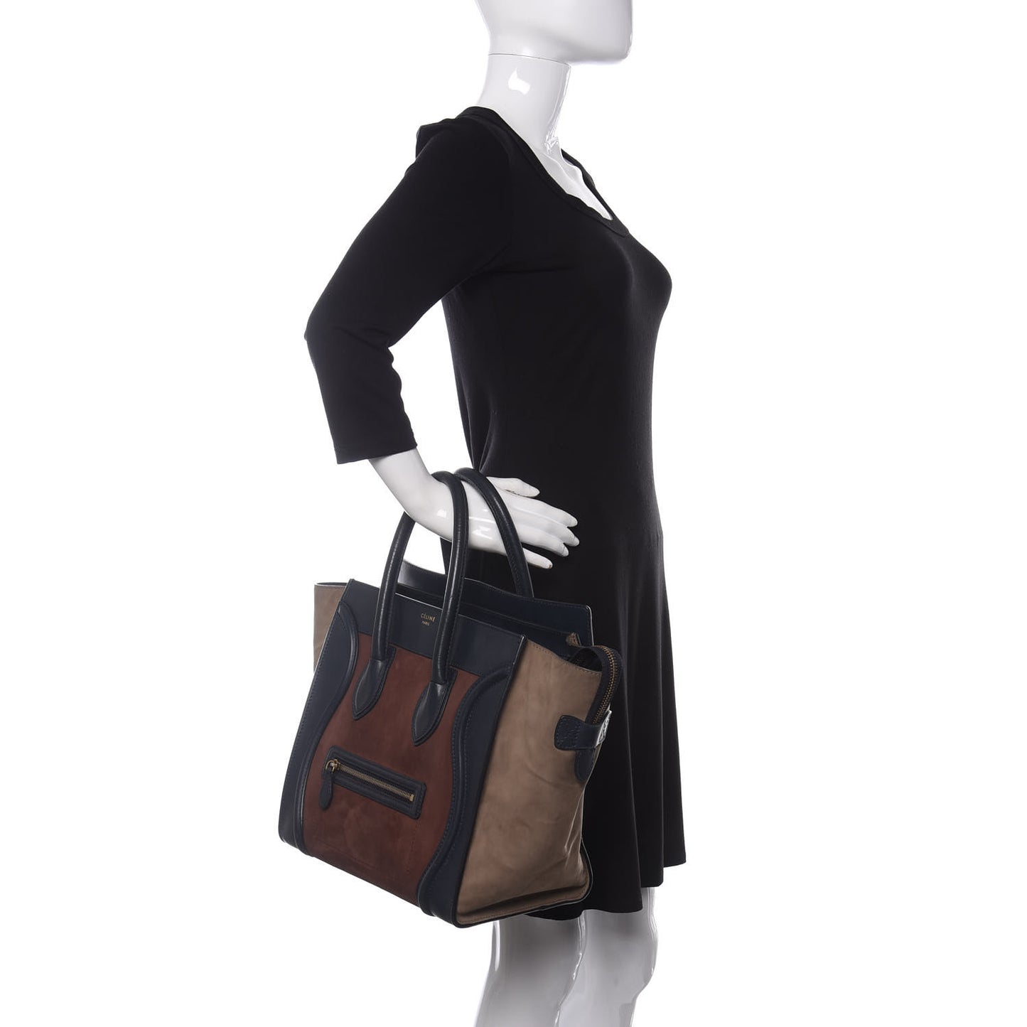 Nubuck Smooth Calfskin Mini Tri-Color Luggage Marron