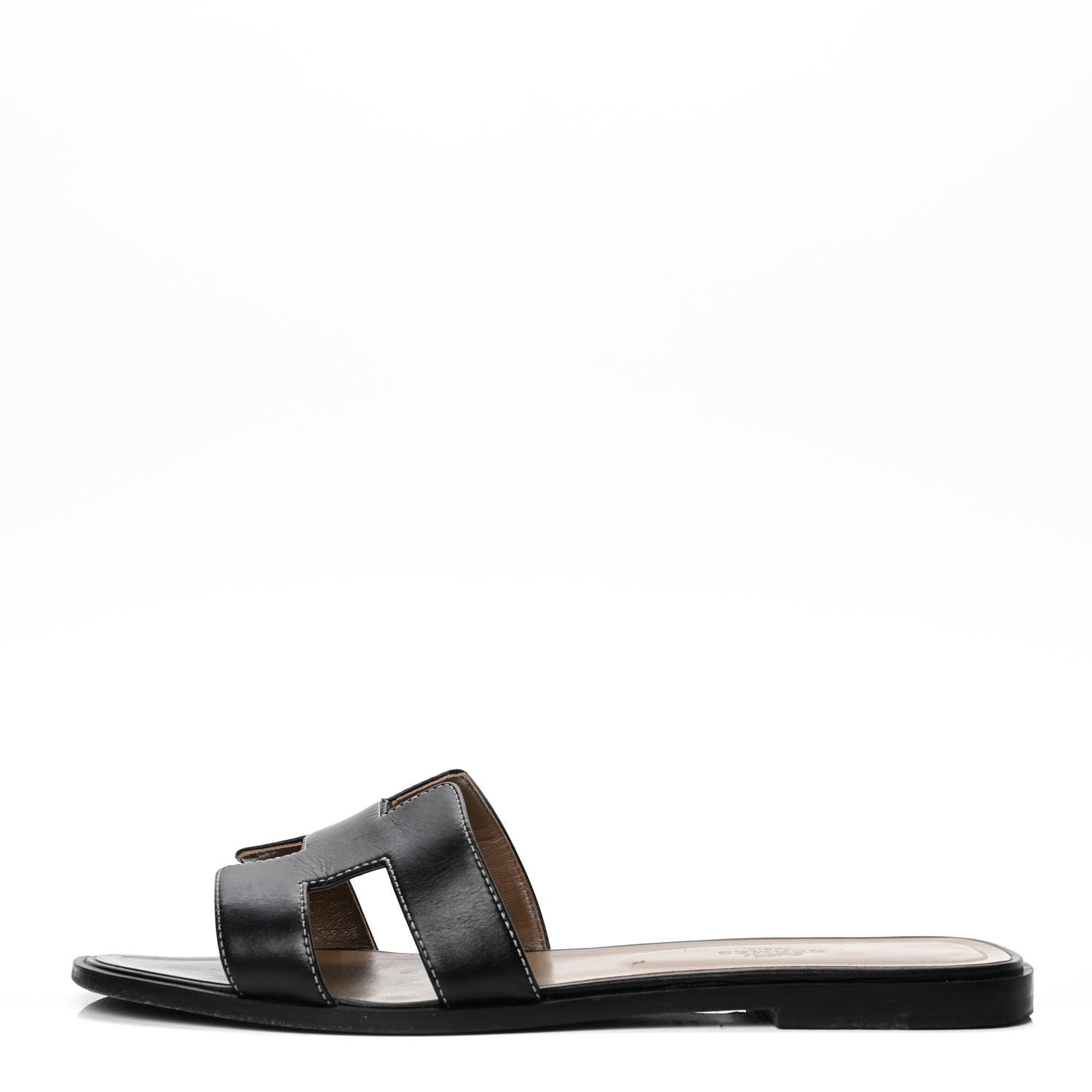 Hermes Box Calfskin Oran Sandals 41 Black 1 of 4
