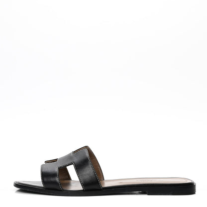 Hermes Box Calfskin Oran Sandals 41 Black 1 of 4