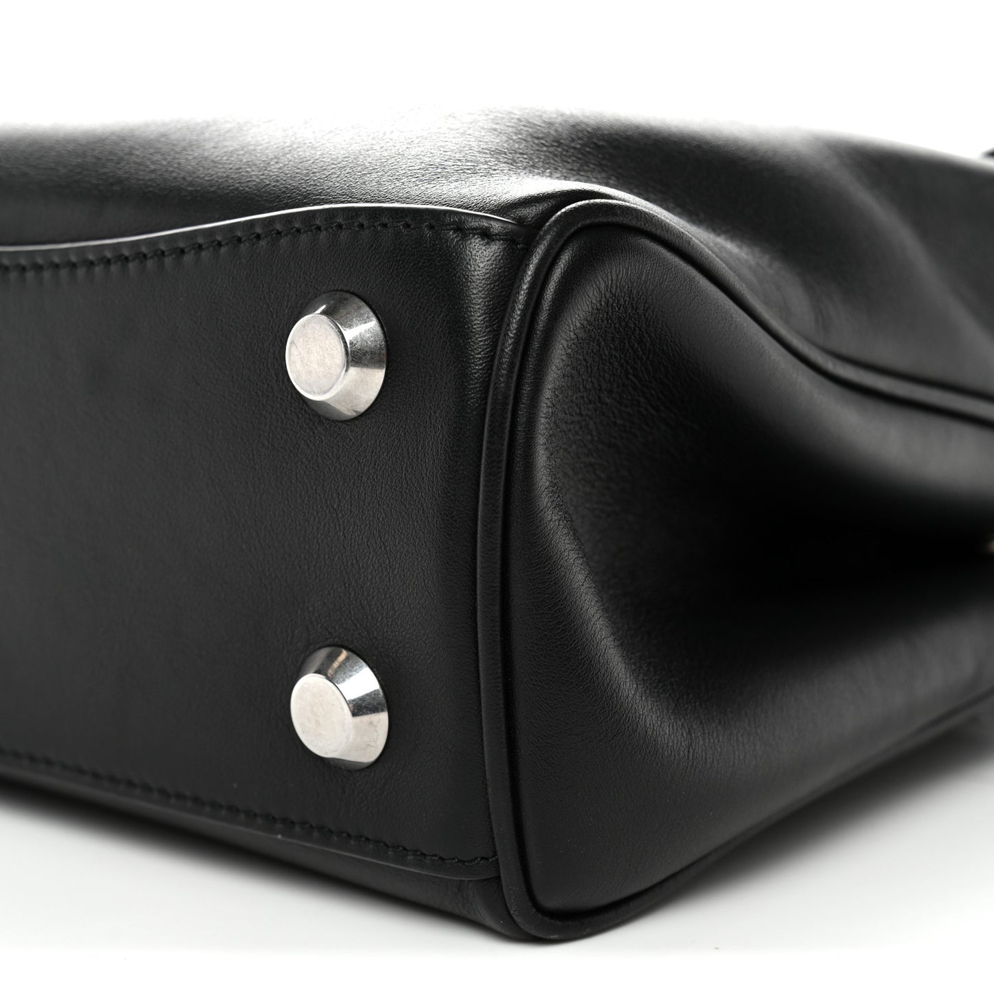 Natural Smooth Calfskin Mini Rodeo Top Handle Handbag Black
