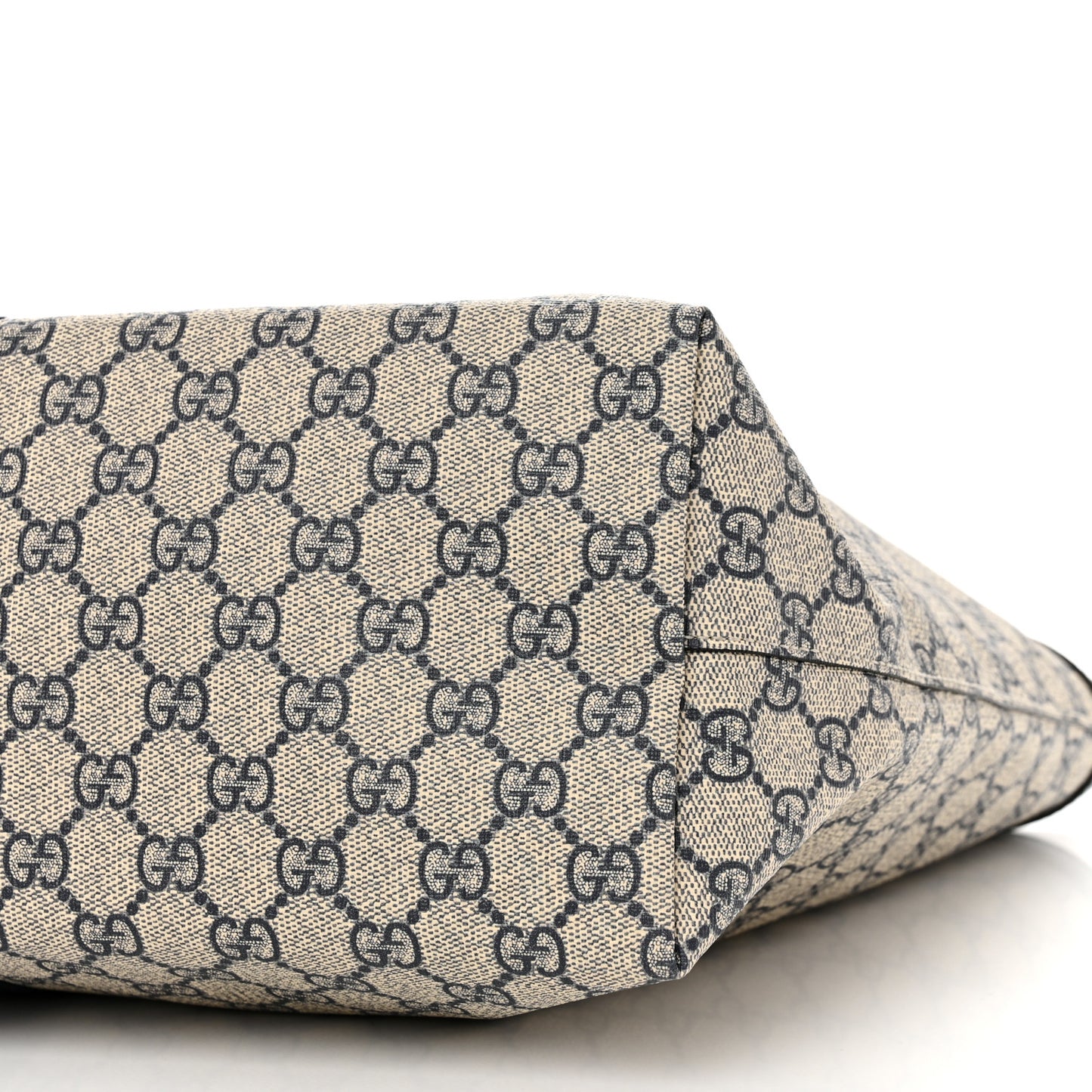 GG Supreme Monogram Textured Calfskin Web Medium Ophidia Shopping Tote Beige Blue