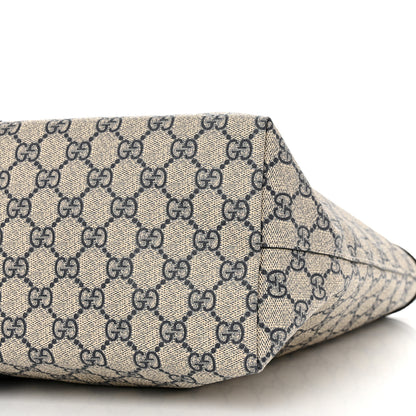 Gucci GG Supreme Monogram Textured Calfskin Web Medium Ophidia Shopping Tote Beige Blue 10 of 10