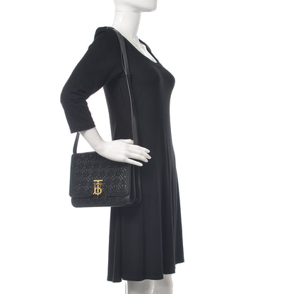 Burberry Calfskin Monogram Embossed Medium TB Bag Black 2 of 9
