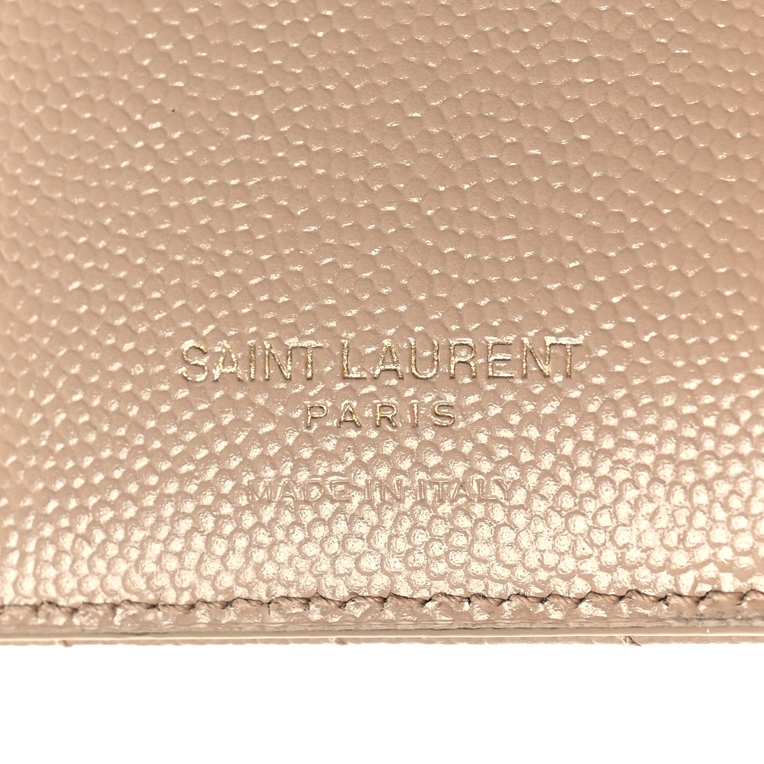 Saint Laurent Grain De Poudre Matelasse Chevron Monogram Zipped Card Case Dark Beige 7 of 9