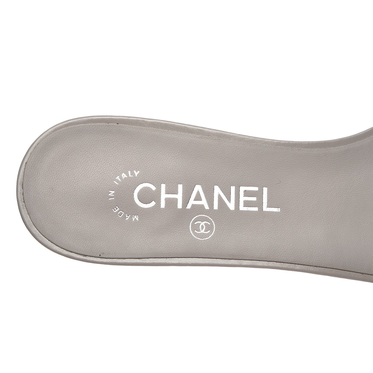 Calfskin Python Camellia Sandal Mules 38.5 Grey Silver