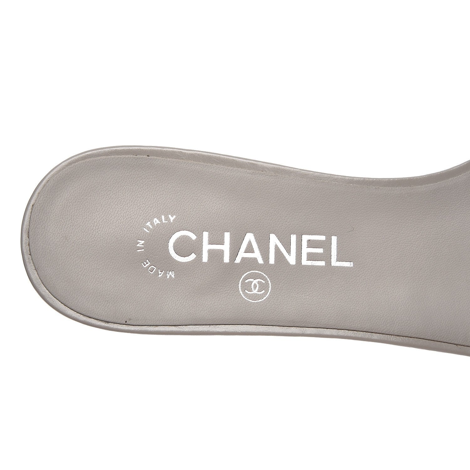 Chanel Calfskin Python Camellia Sandal Mules 38.5 Grey Silver 7 of 8
