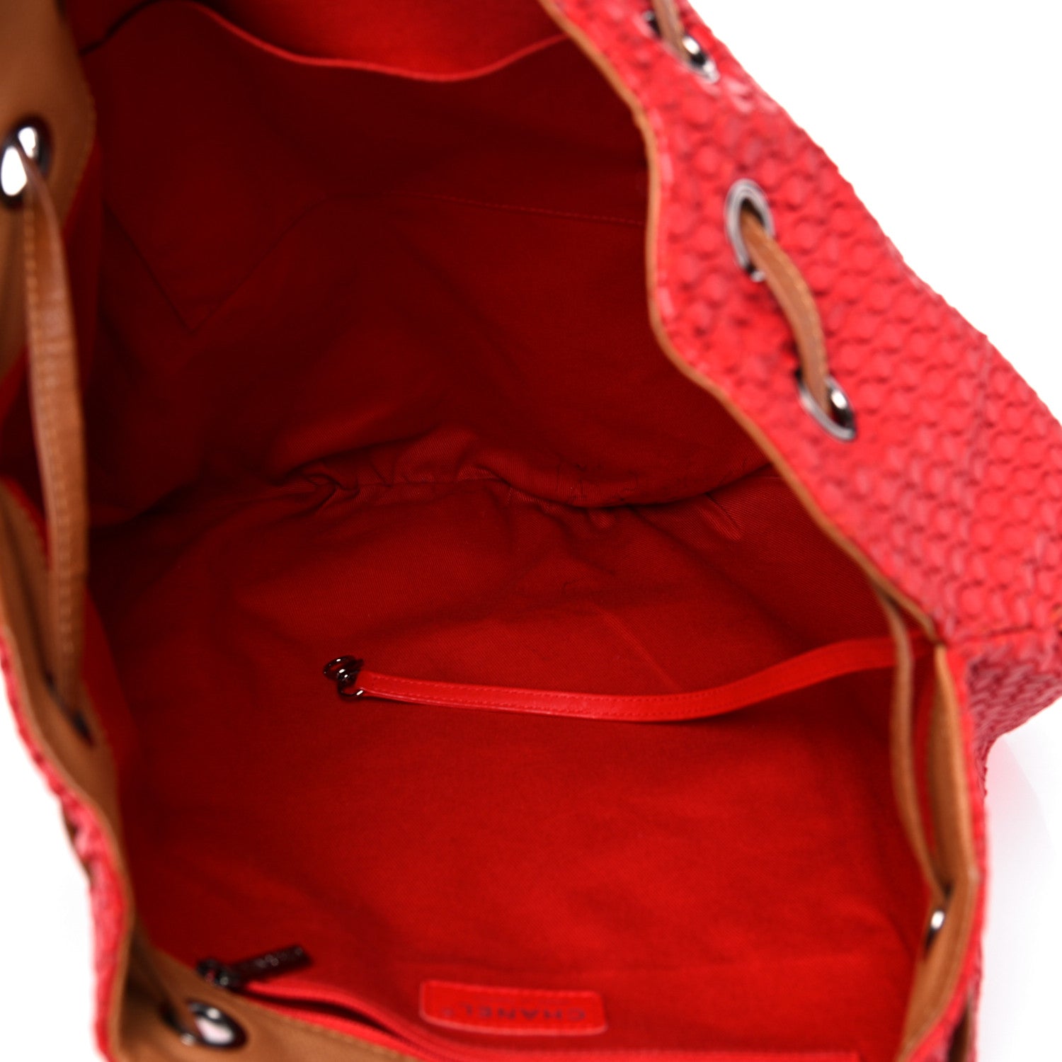 Chanel Perforated Calfskin Drawstring Tote Red 5 of 12