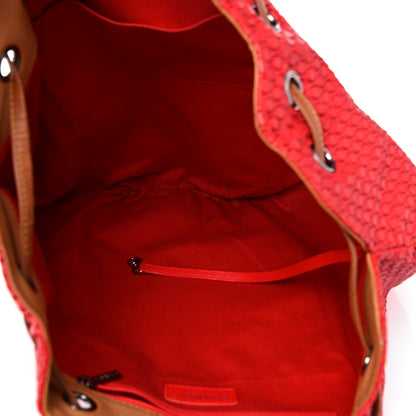 Chanel Perforated Calfskin Drawstring Tote Red 5 of 12
