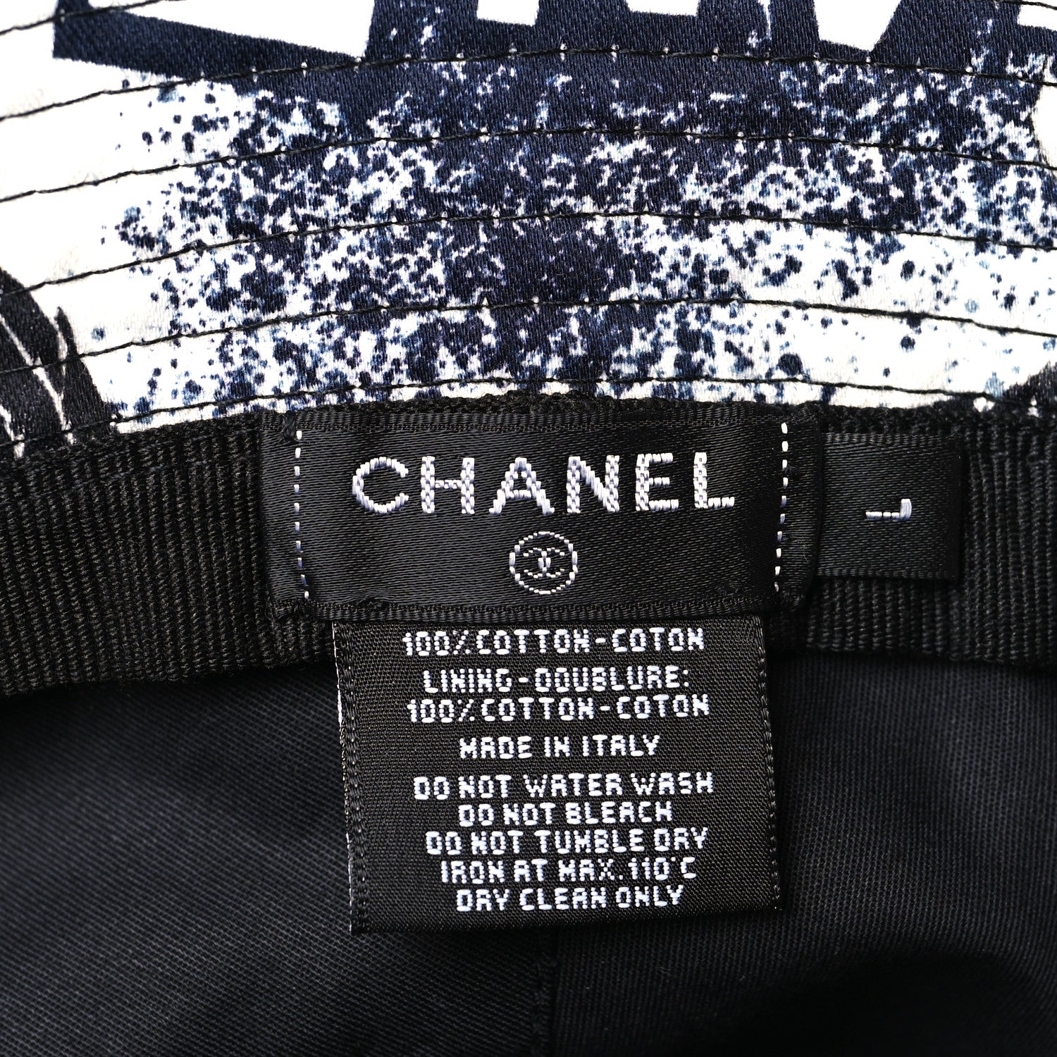 Chanel Cotton Coco Print Bucket Hat L Navy Black White 7 of 7