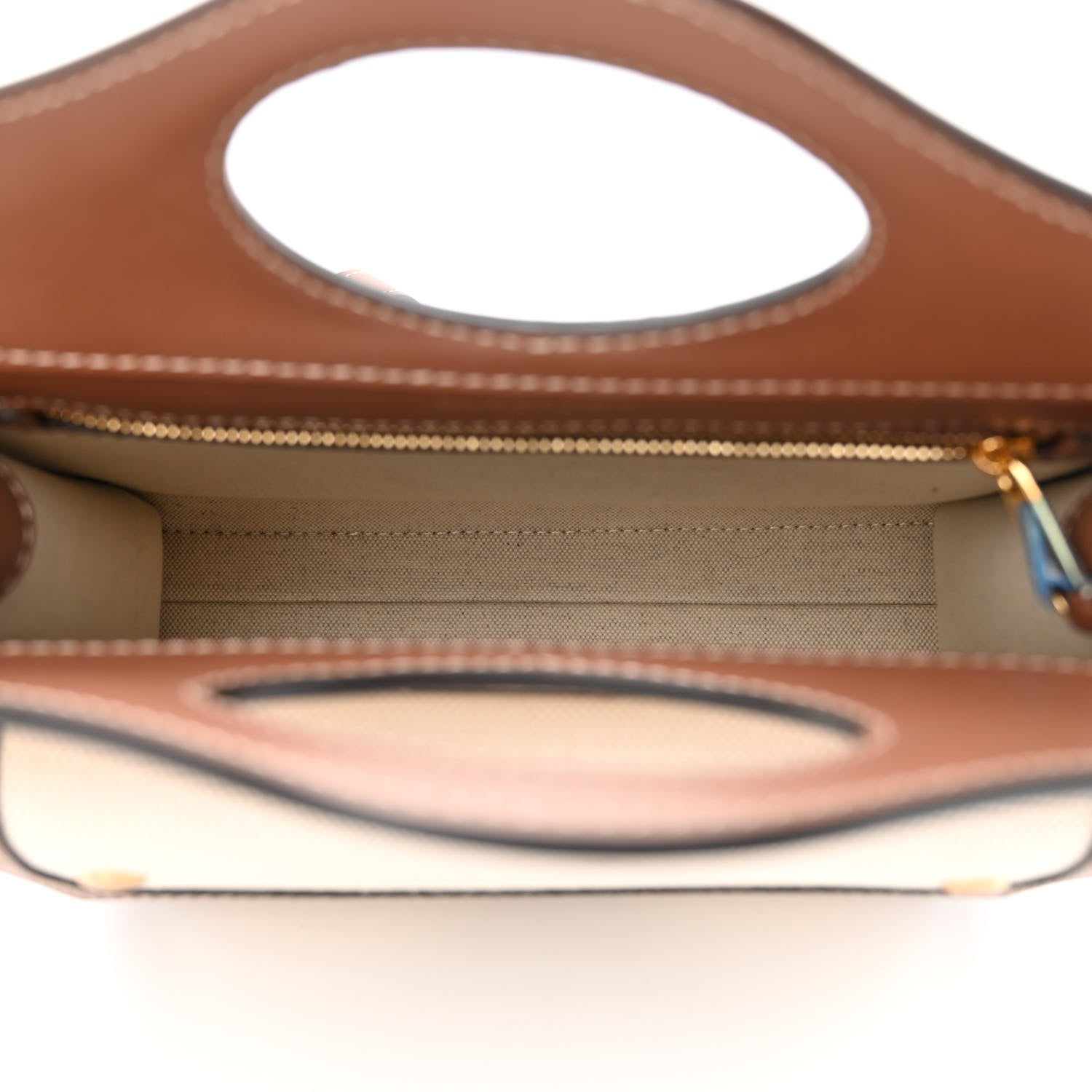 Burberry Canvas Smooth Calfskin Two Tone Mini Pocket Bag Natural Malt Brown 5 of 13