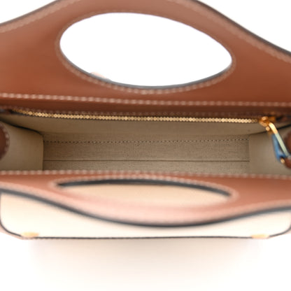 Burberry Canvas Smooth Calfskin Two Tone Mini Pocket Bag Natural Malt Brown 5 of 13