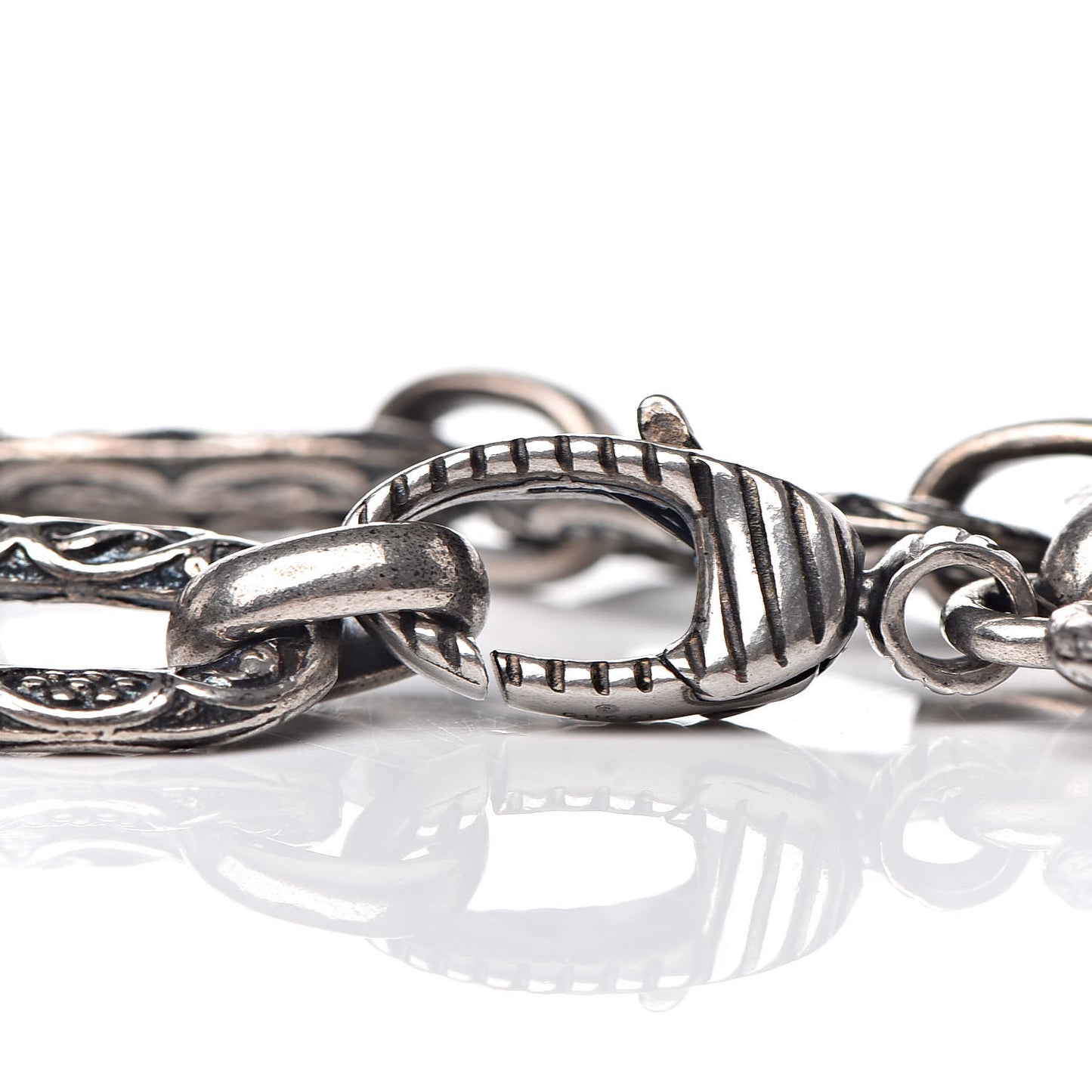 Sterling Silver Textured Interlocking G Charm Bracelet