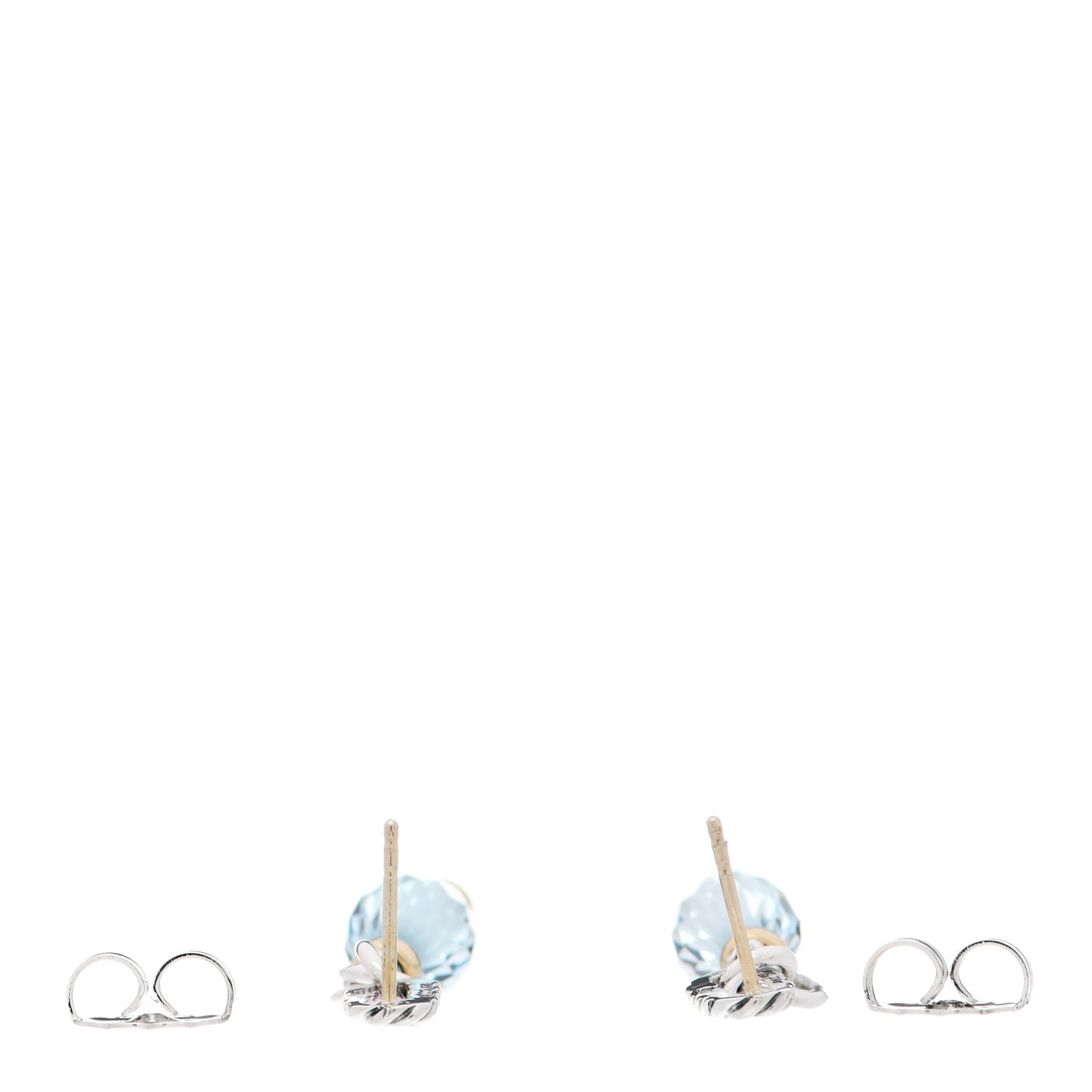 Sterling Silver 18K Yellow Gold Blue Topaz Figaro Drop Earrings