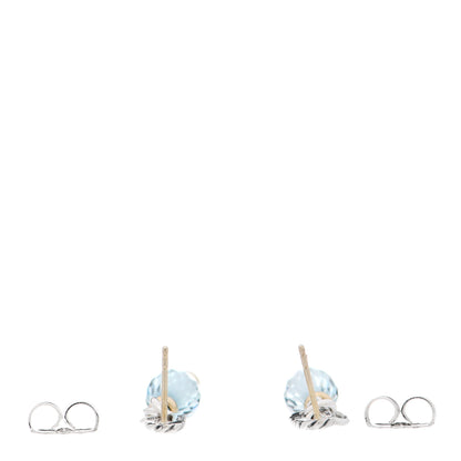 David Yurman Sterling Silver 18K Yellow Gold Blue Topaz Figaro Drop Earrings 3 of 4