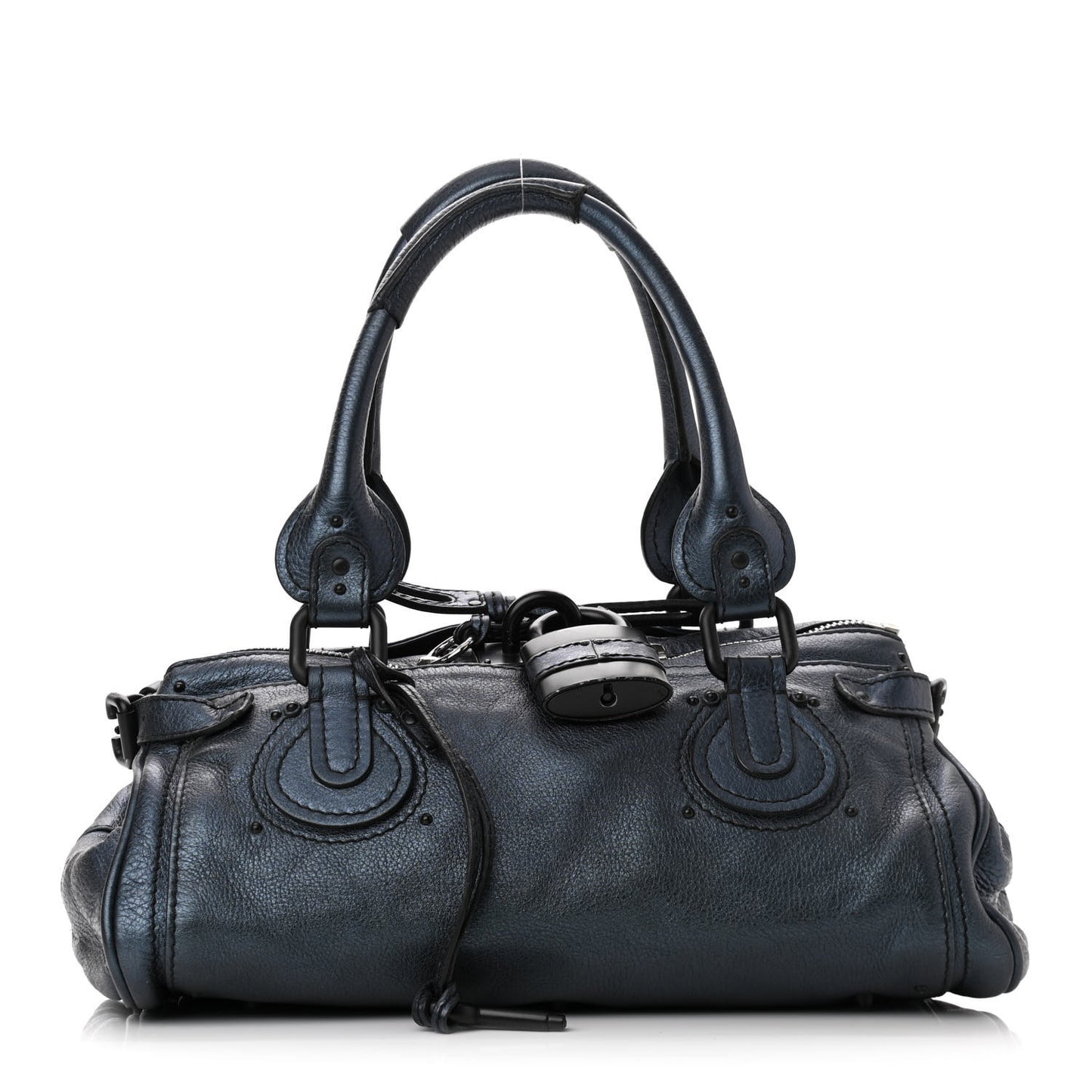 Metallic Calfskin Medium Paddington Satchel Blue