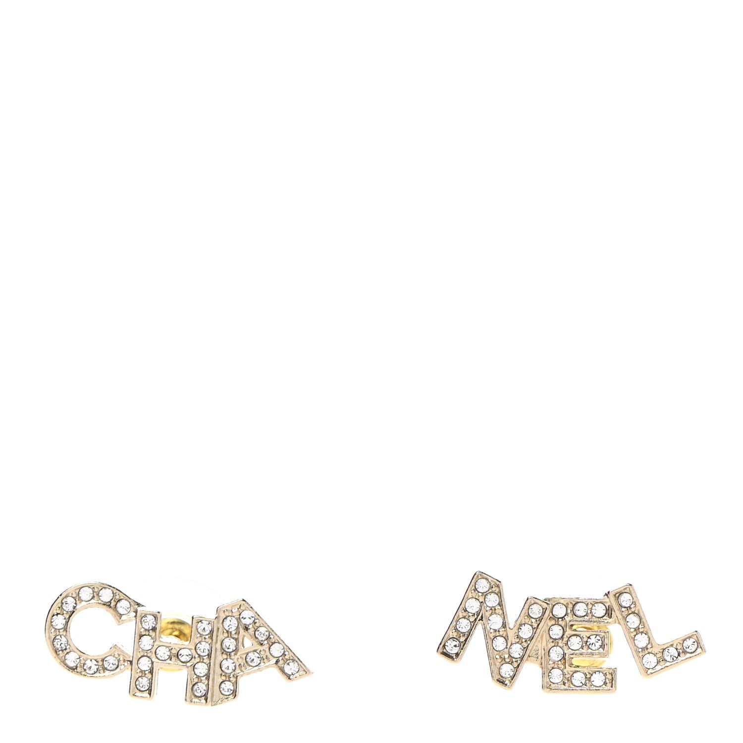 Chanel Crystal Pearl Signature Stud Earrings Gold 1 of 5