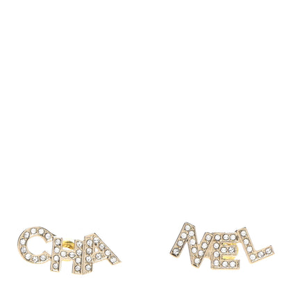Chanel Crystal Pearl Signature Stud Earrings Gold 1 of 5