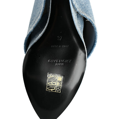 Givenchy Washed Denim Shark Lock Pant Boots 37 Blue 8 of 9