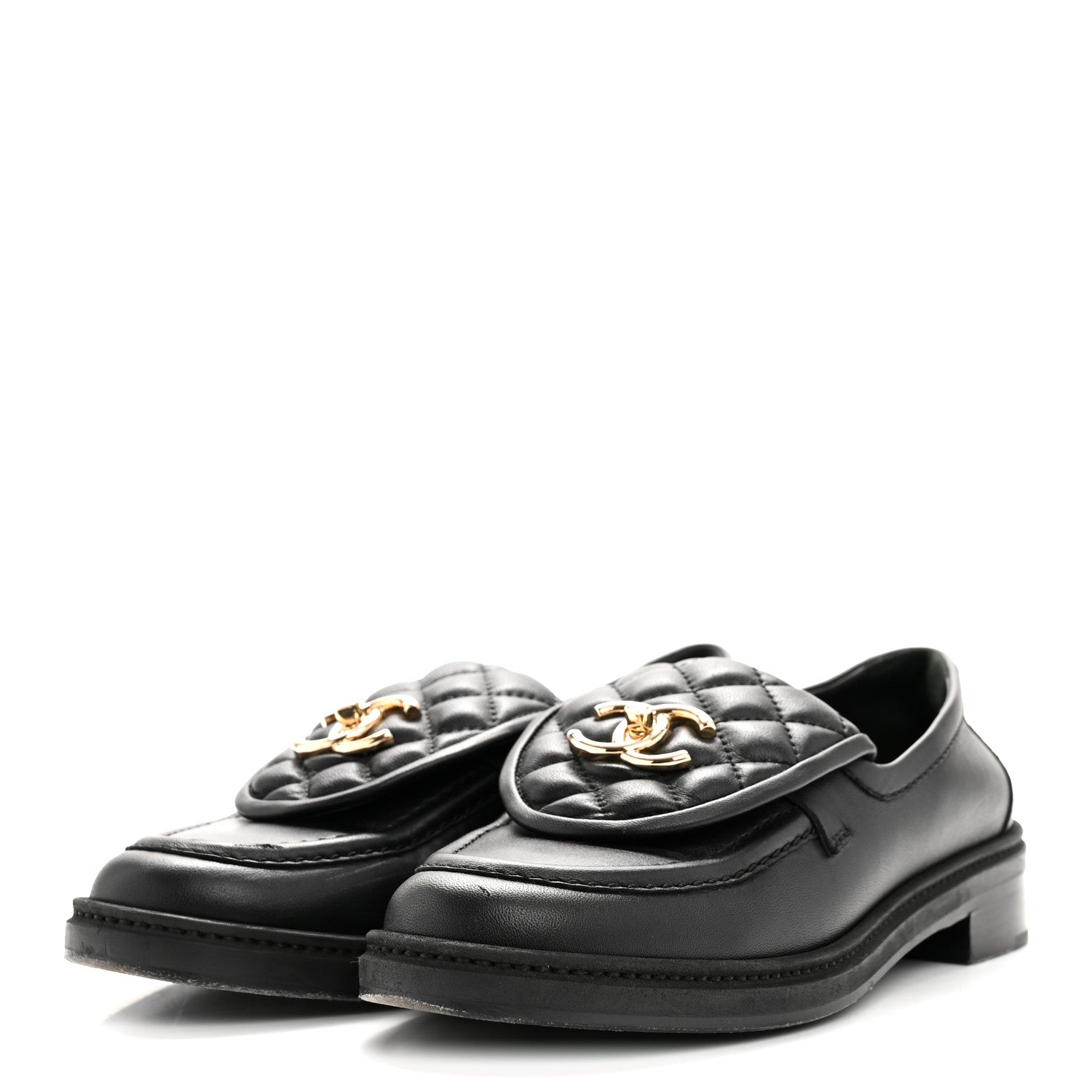 Chanel Lambskin Quilted CC Turnlock Loafers 38 Black 4 of 11