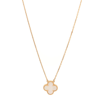 Van Cleef & Arpels 18K Yellow Gold Mother of Pearl Vintage Alhambra Pendant Necklace 1 of 4
