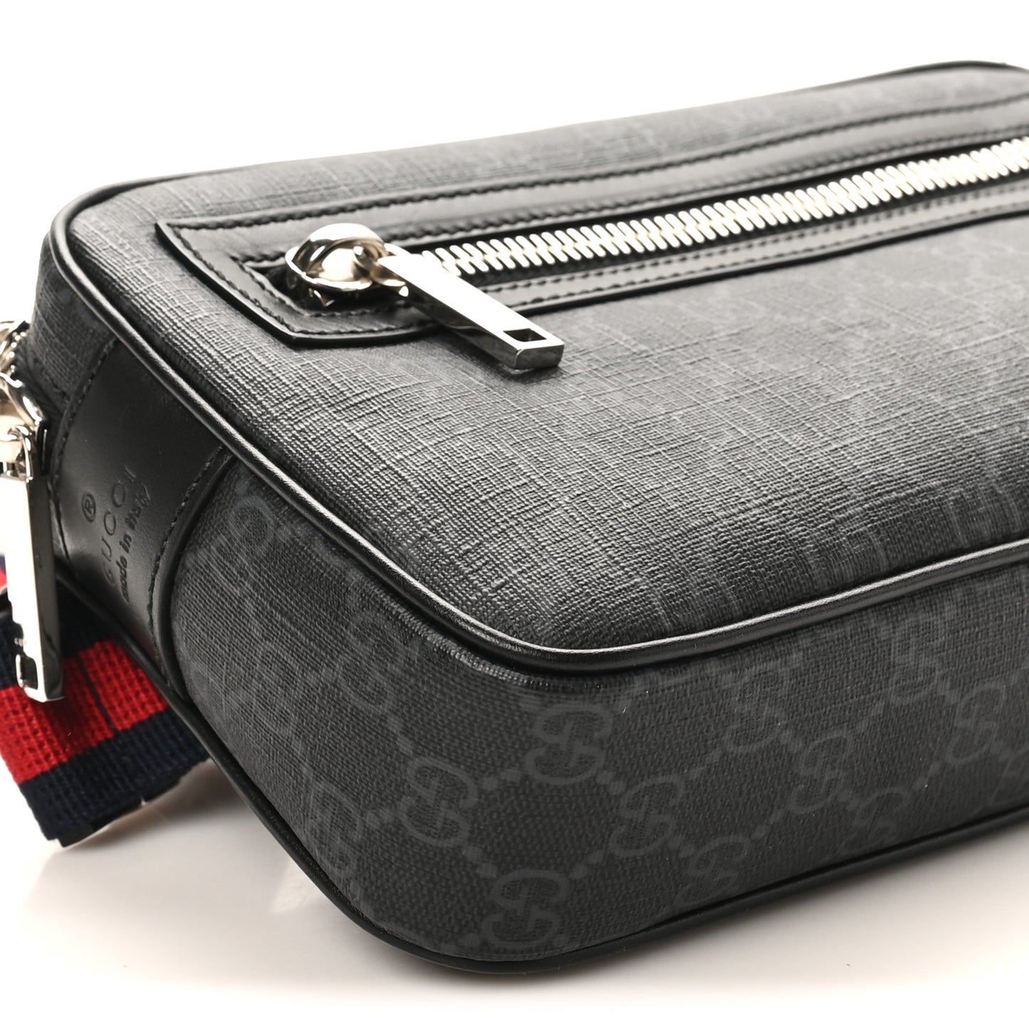 Soft GG Supreme Monogram Web Belt Bag Black Grey