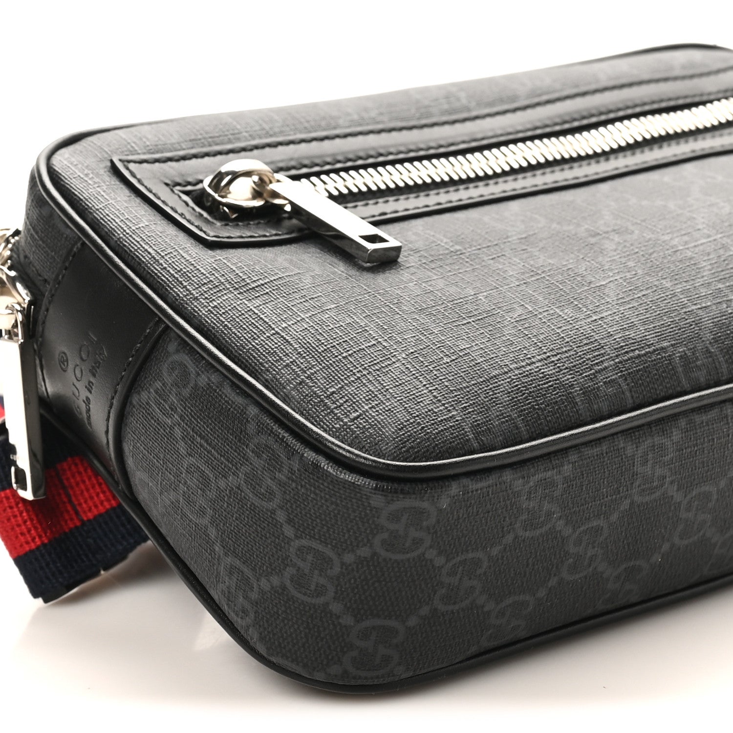 Gucci Soft GG Supreme Monogram Web Belt Bag Black Grey 9 of 10
