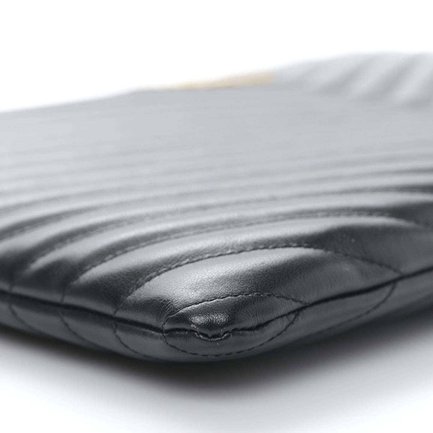 Calfskin Matelasse Chevron Monogram Document Holder Black