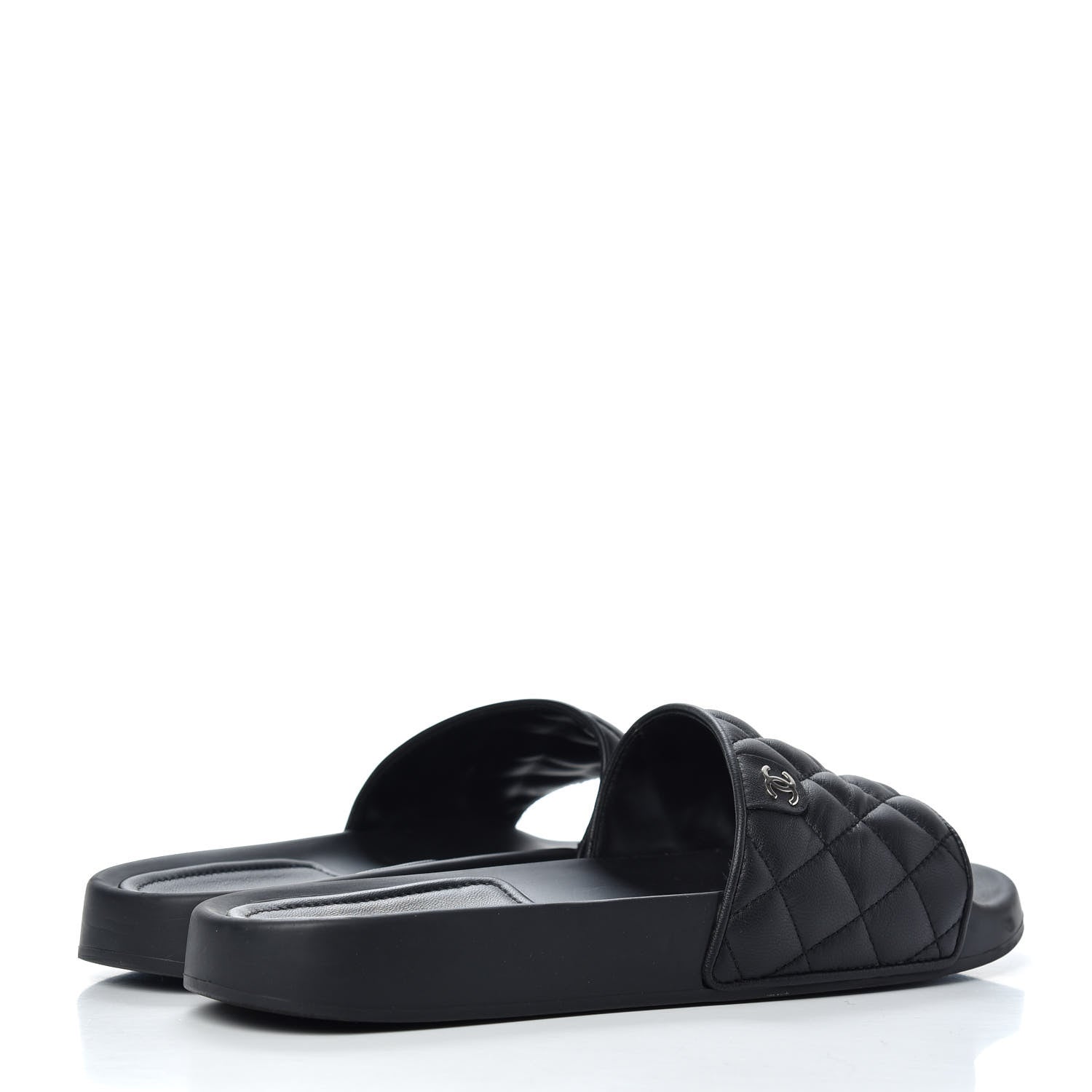Chanel Lambskin Quilted CC Mules Sandals 40 Black 4 of 10