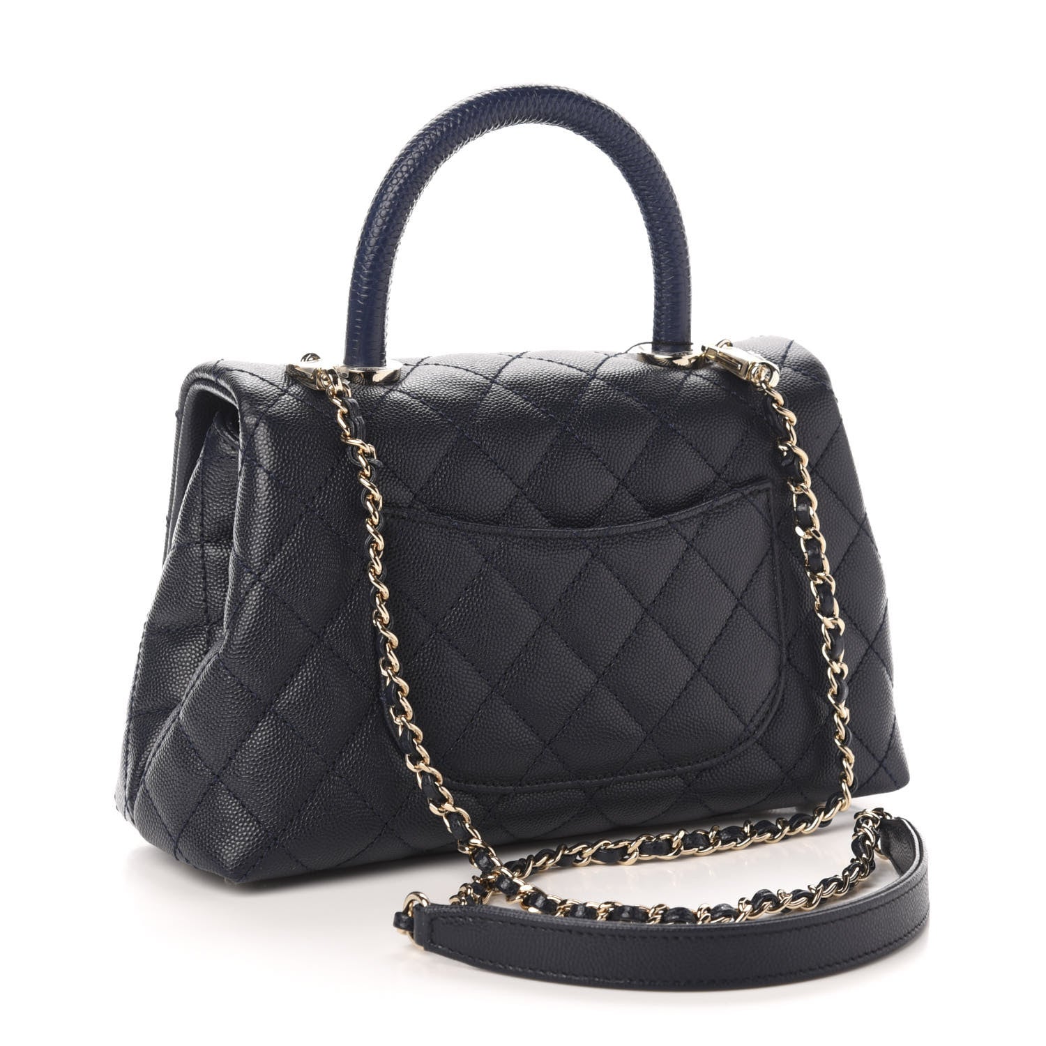 Chanel Caviar Quilted Mini Coco Handle Flap Navy Blue 3 of 10